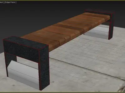 Bench made of wood and metal Free low-poly 3D model