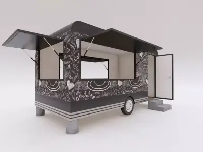 Truck Shaped Booth Food Stall 3D model