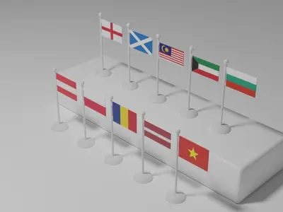 Flag and Pole Collection 4 3D model