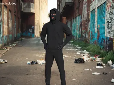  Robber Wearing Mask and Hood Rigged for Cinema 4D 