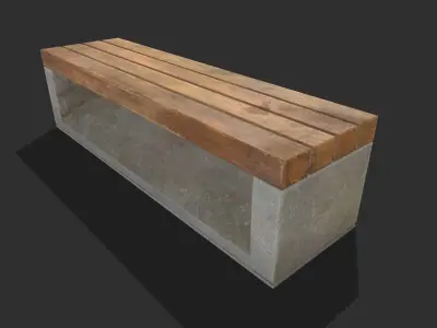 Bench 01 Low Poly PBR Realistic Low-poly 3D model