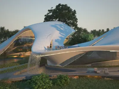 Organic beach villa house vray 3ds max 3D model