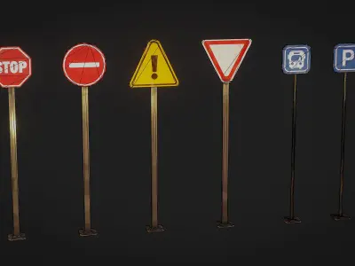Urban Signs - Street Stylized Pack Low-poly 3D model