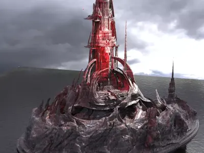 Castle greyscull Skeletor castle Tall 3D model