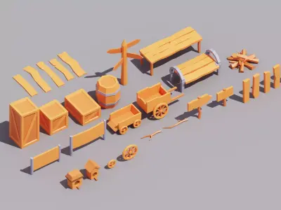 3D Forest low poly props pack Low-poly 3D model