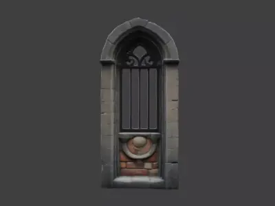 Brick Wall with a Narrow Window Low-poly 3D model