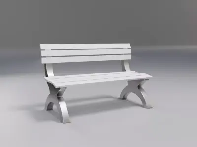 white wood bench - snow theme - modern Low-poly 3D model