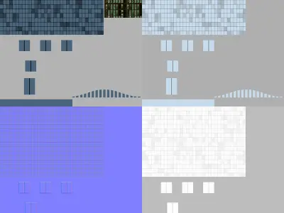 Collection of skyscrapers Low-poly 3D model