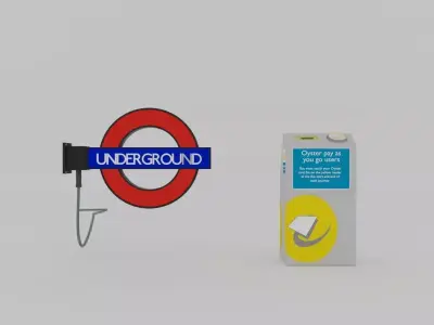 London Oyster Machine and Sign 3D model