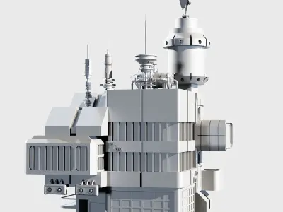 10 Scifi Bulding  More Then 30 Props Low-poly 3D model