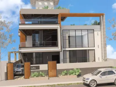 exterior design of duplex plan 3D model