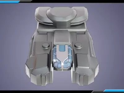 Sci-Fi Starship with Interior Base Mesh 01 Low-poly 3D model