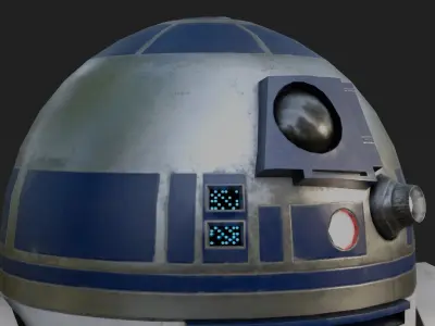 R2 D2 Star Wars 3D Model Rigged PBR Blender FBX OBJ Low-poly 3D model