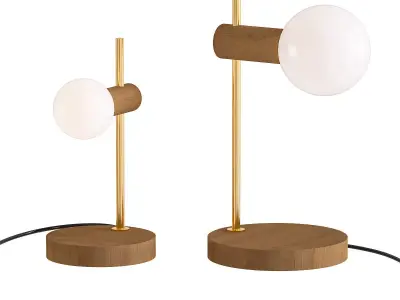Table lamp wood and gold 3D model