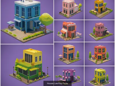 Cartoon Houses and Buildings 3D Model Collection 3D Model Pack