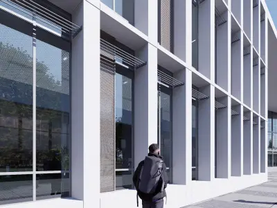 Modern building Low-poly 3D model