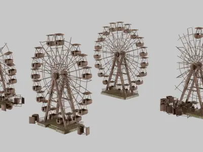 Destroyed Ferris wheel Low-poly 3D model