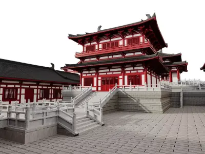 Ancient Japanese Imperial Palace Complex 3D model