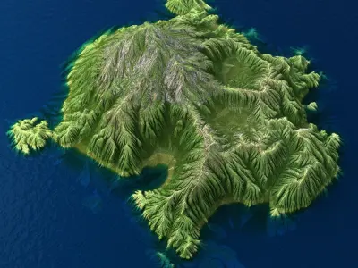 Tropical Island Terrain 10 skull Low-poly 3D model