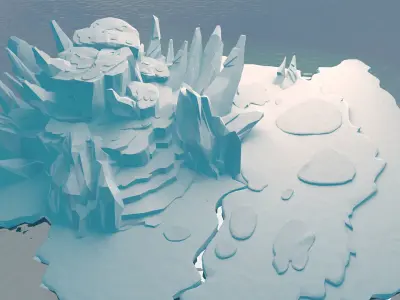 Cartoon Iceberg  Ice Cave sea surface  Snow Mountain 3D model