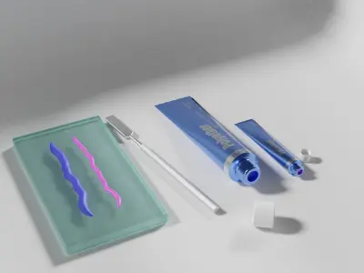 Dental Impression Material and glass plate 3D model