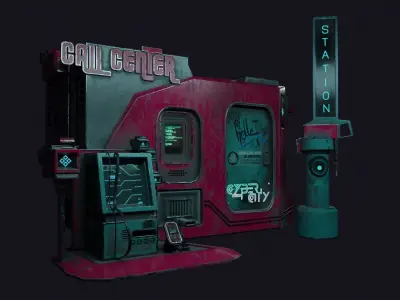 Sci-fi Call Center Low-poly 3D model