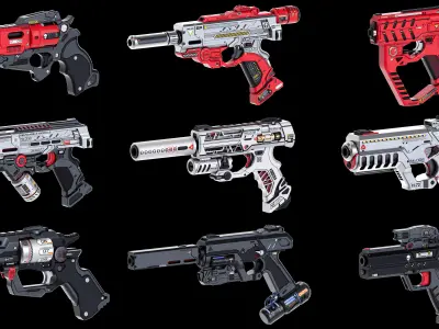 Sci-Fi Guns Set Kitbash  3D model