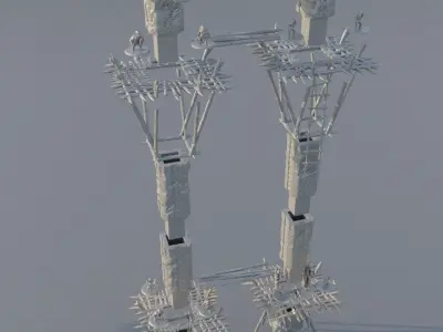 Infested Dwarf Pillars Tabletop Terrain 28 mm 3D print model