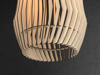 Wood Pendant Lamp 4 3D model