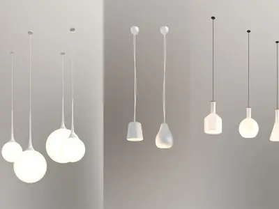 Pendent Collection 3 two pendant lights hanging from wall 3D model