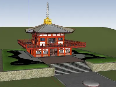 Japanese Temple Set 3D model
