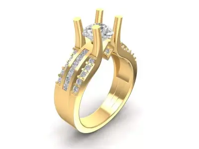 Elegant Split Shank Diamond Engagement Ring for Women 1422 3D print model