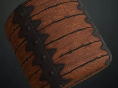 Rustic Wood Planks with Spiked Metal Straps PBR Seamless Texture