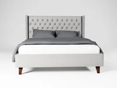  Upholstered Platform King Size Bed for Bedroom Low-poly 3D model