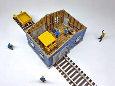 N Scale Speeder Shed with Internal Details 3D model