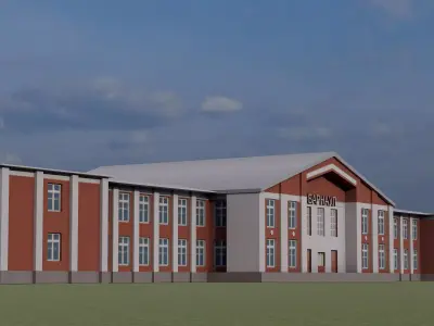 Barnaul train station Low-poly 3D model