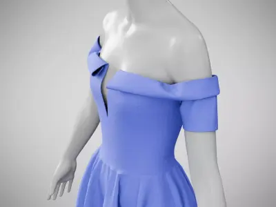 Dress 08 Very Light Blue Low-poly 3D model