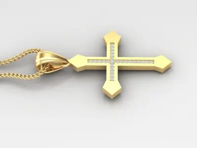 High Cross Pendant Light Gold 18K 4CP057 3D print model
