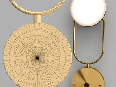RODNY pair of brass wall lights with globes 3D model