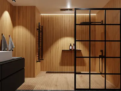 Bathroom modern with walls and marble floors Free 3D model