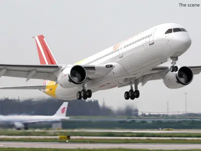 Widebody Passenger Jet Aircraft Rigged 3D model