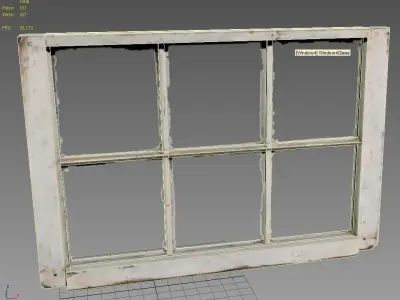 Window 4 wooden Low-poly 3D model