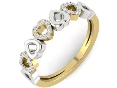 Light Weight Yellow Gold Diamond Ring  -PR-007 DIA 3D print model