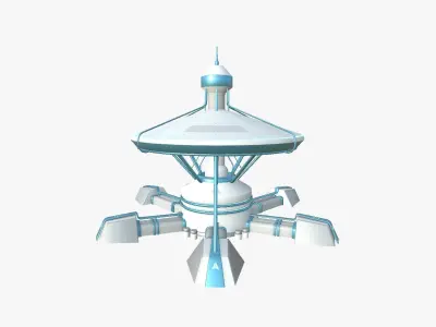 SciFi Facility C01 White Blue - Sci Fi Exterior Design Low-poly 3D model