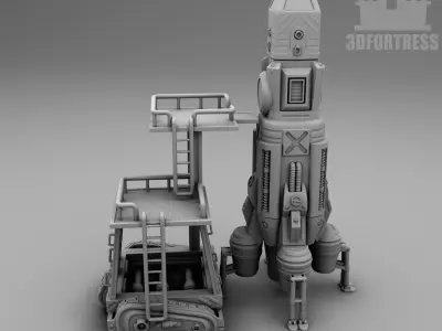 Rocket and rocket launcher 3D print model