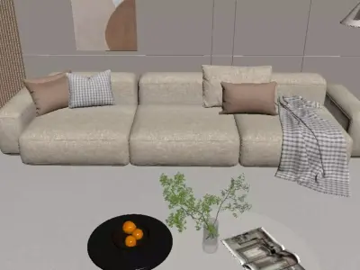 Sofa set Low-poly 3D model