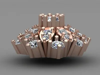 Rose Gold Diamond Women Earring 3D print Model 3D print model 26