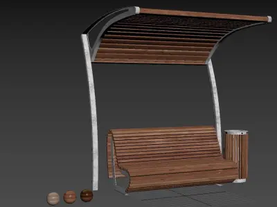 Bench pergola urn 3D model