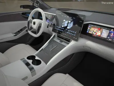  Modern Electric Fastback Sedan Black Rigged 