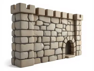 Medieval Stone Wall model pack Low-poly 3D model get